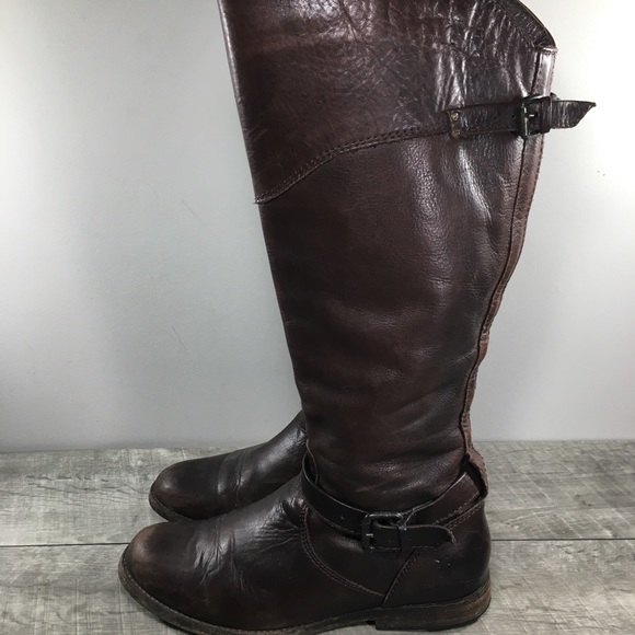 Frye 76844 Phillip Riding Women's Knee High Brown Leather Pull On Boots Size 8.5 - Picture 6 of 11